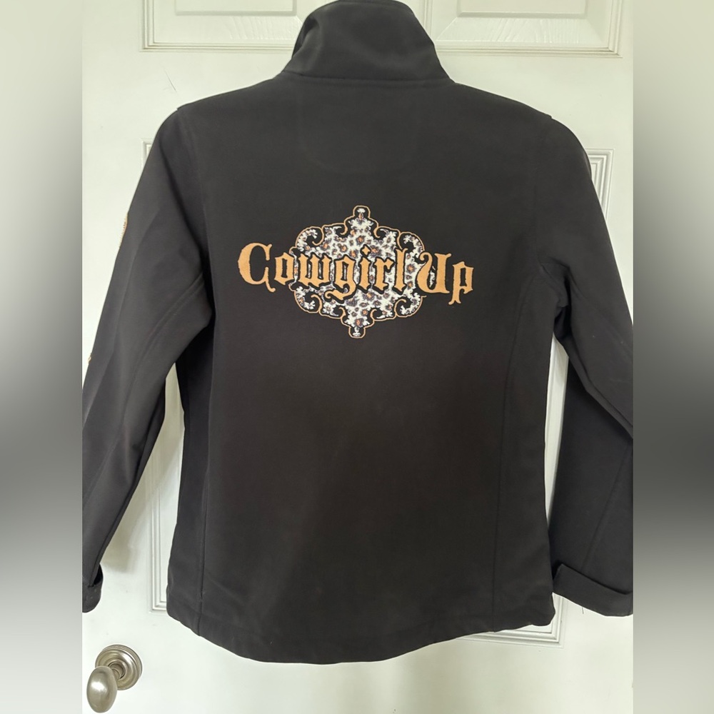 Black Pulse Up Softshell Jacket With Leopard Prin… - image 2